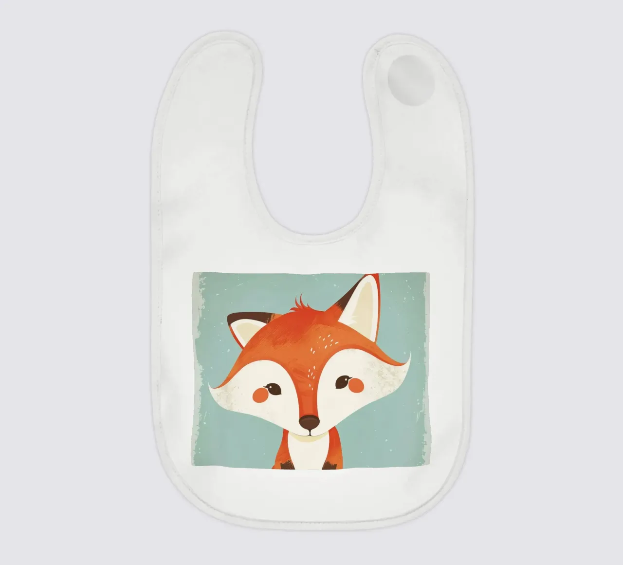 Charming fox with playful features and a soft background baby bib by DesignDoodle