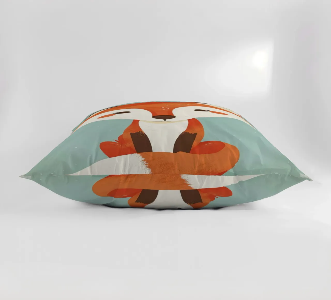 Charming fox with playful features and a soft background decorative cushion by DesignDoodle