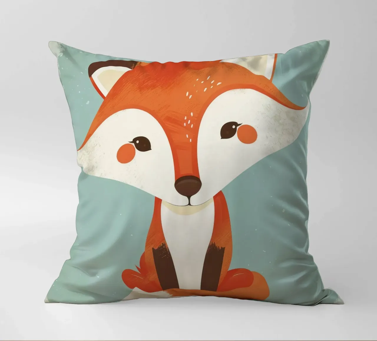 Charming fox with playful features and a soft background decorative cushion by DesignDoodle