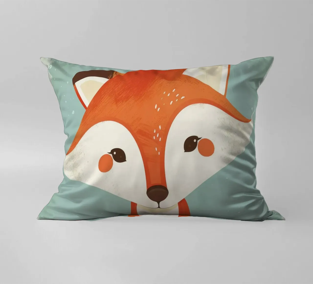 Charming fox with playful features and a soft background decorative cushion by DesignDoodle