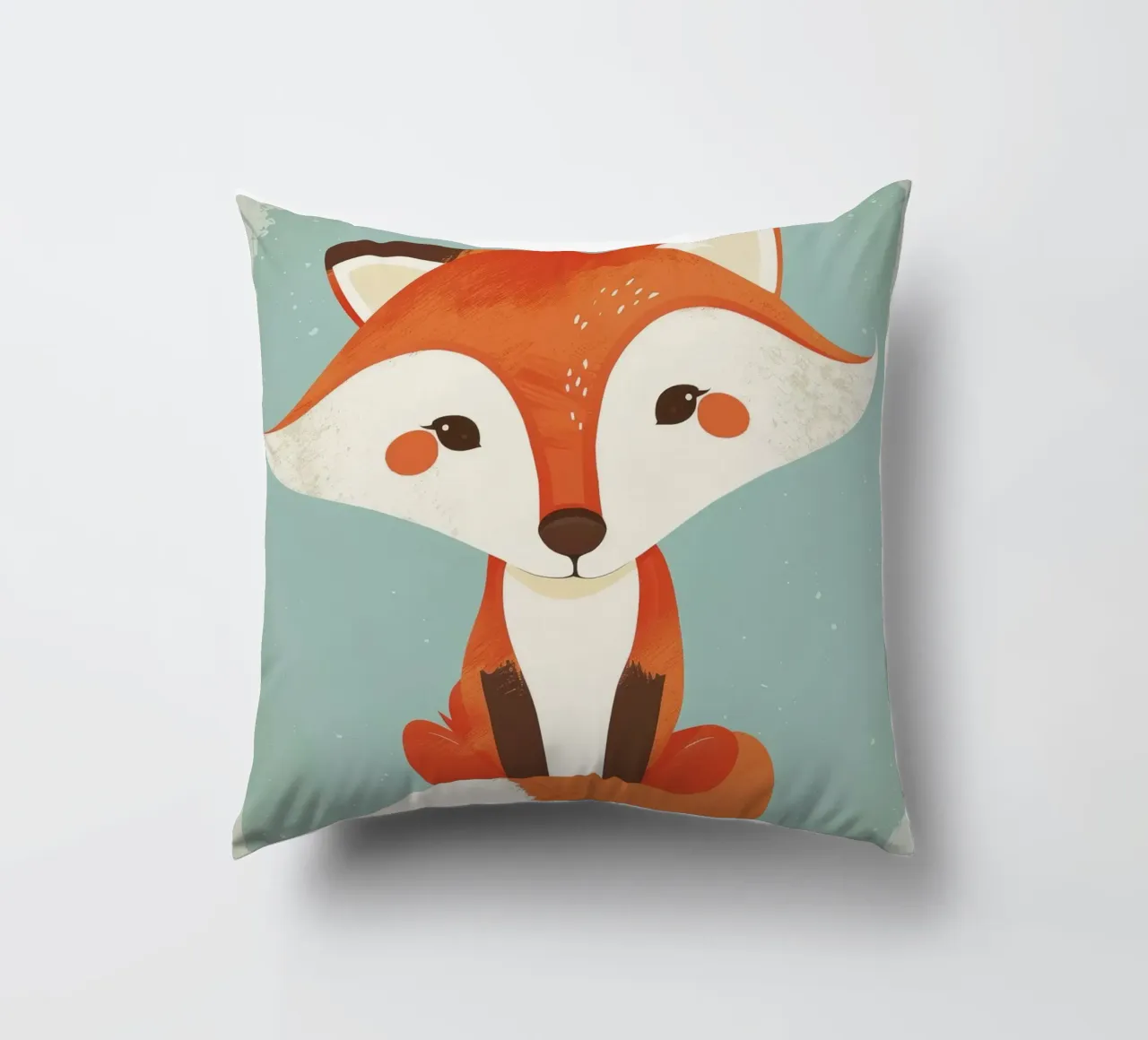 Charming fox with playful features and a soft background decorative cushion by DesignDoodle