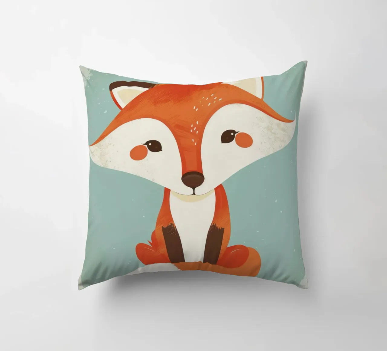 Charming fox with playful features and a soft background decorative cushion by DesignDoodle