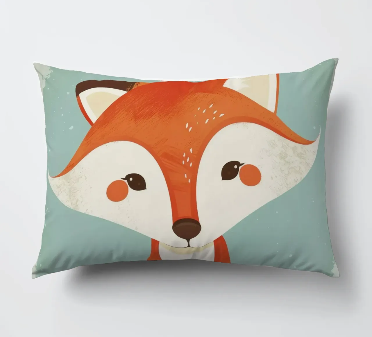 Charming fox with playful features and a soft background decorative cushion by DesignDoodle