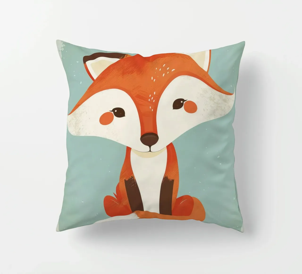 Charming fox with playful features and a soft background decorative cushion by DesignDoodle