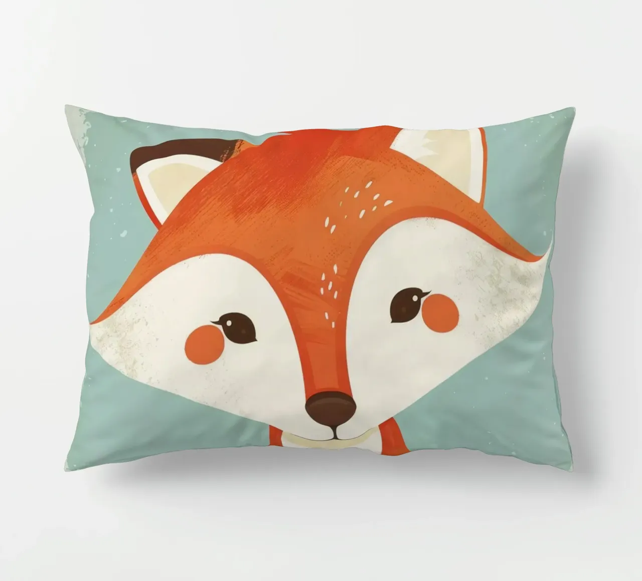 Charming fox with playful features and a soft background decorative cushion by DesignDoodle
