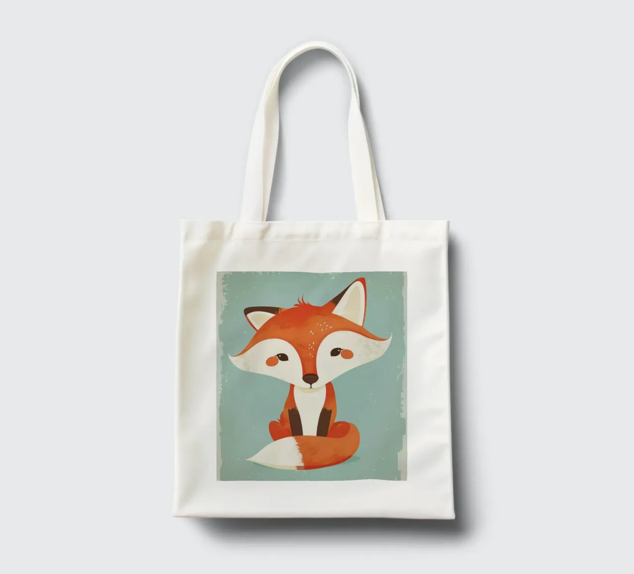 Charming fox with playful features and a soft background tote bag by DesignDoodle