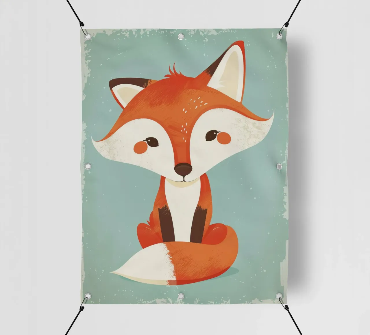 Affascinante volpe dai tratti giocosi e dallo sfondo morbido telo in pvc da DesignDoodle