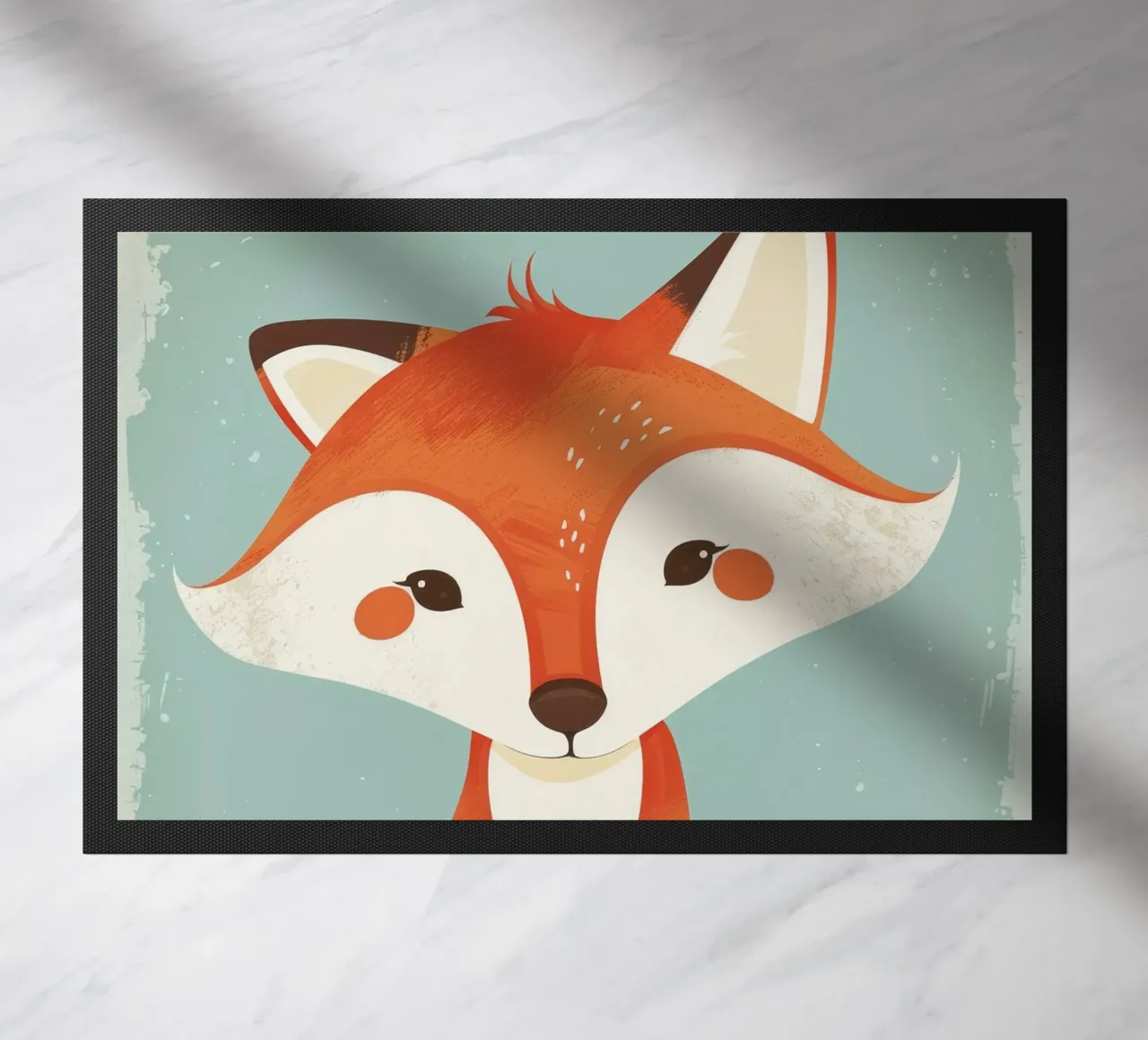 Charmanter Fuchs mit verspielten Gesichtszügen und einem weichen Hintergrund Fußmatte von DesignDoodle