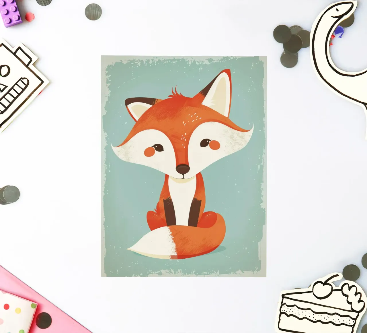 Charming fox with playful features and a soft background sticker by DesignDoodle