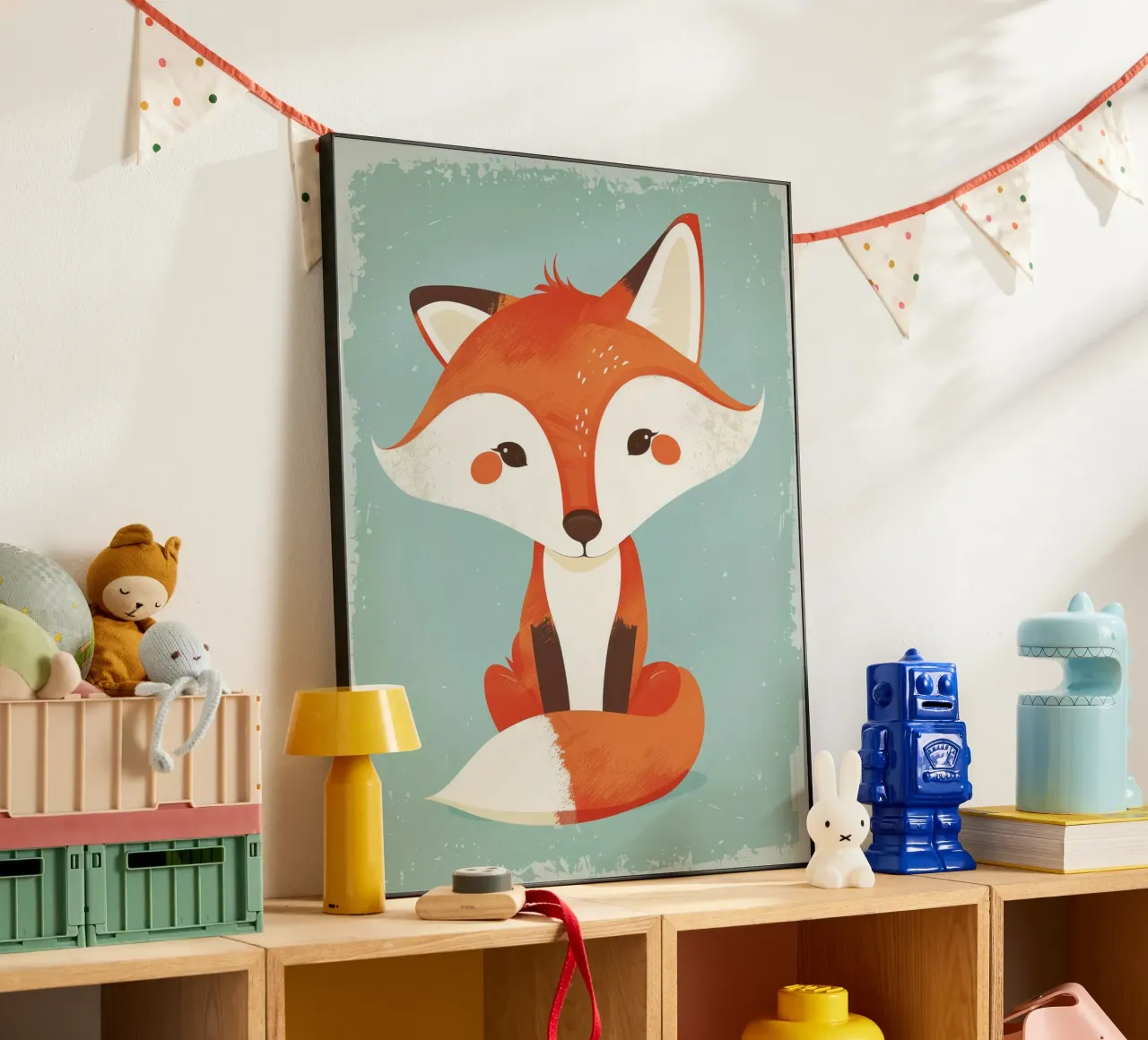 Affascinante volpe dai tratti giocosi e dallo sfondo morbido alluminio dibond da DesignDoodle