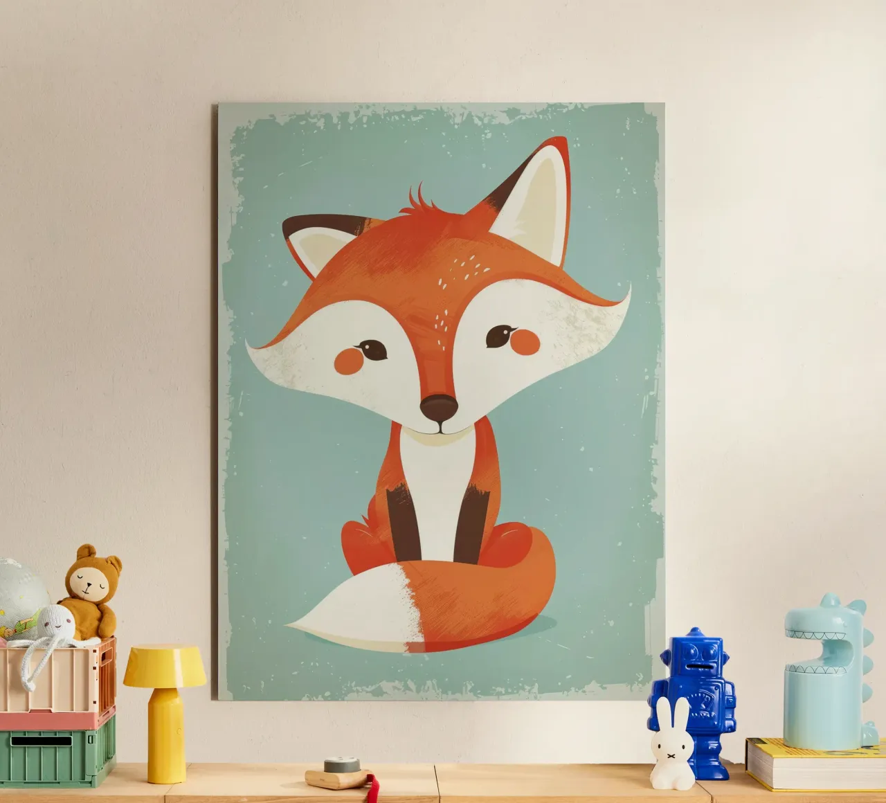 Affascinante volpe dai tratti giocosi e dallo sfondo morbido alluminio dibond da DesignDoodle