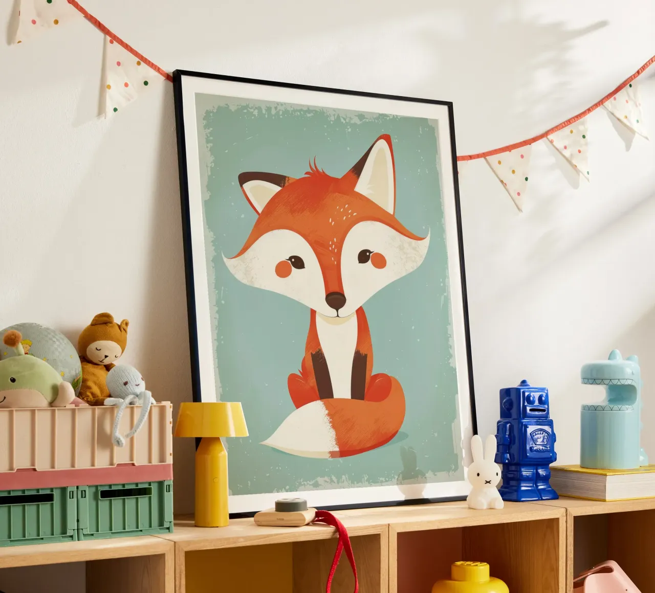 Charmanter Fuchs mit verspielten Gesichtszügen und einem weichen Hintergrund Hahnemühle von DesignDoodle