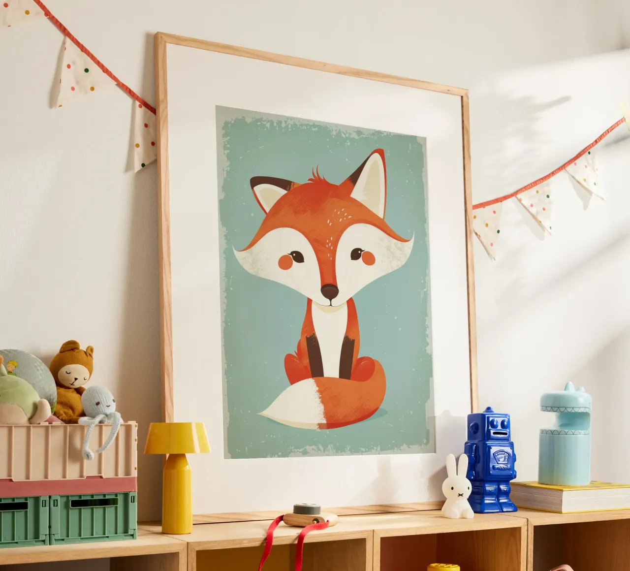 Charmanter Fuchs mit verspielten Gesichtszügen und einem weichen Hintergrund Hahnemühle von DesignDoodle