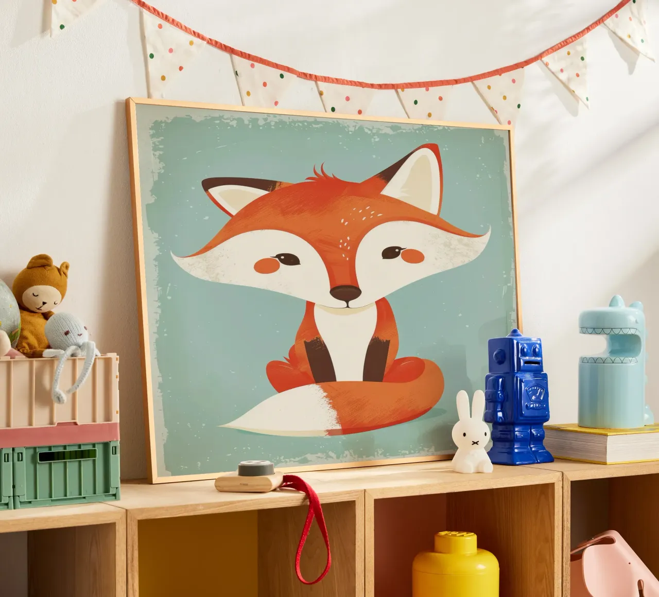 Charmanter Fuchs mit verspielten Gesichtszügen und einem weichen Hintergrund Hahnemühle von DesignDoodle