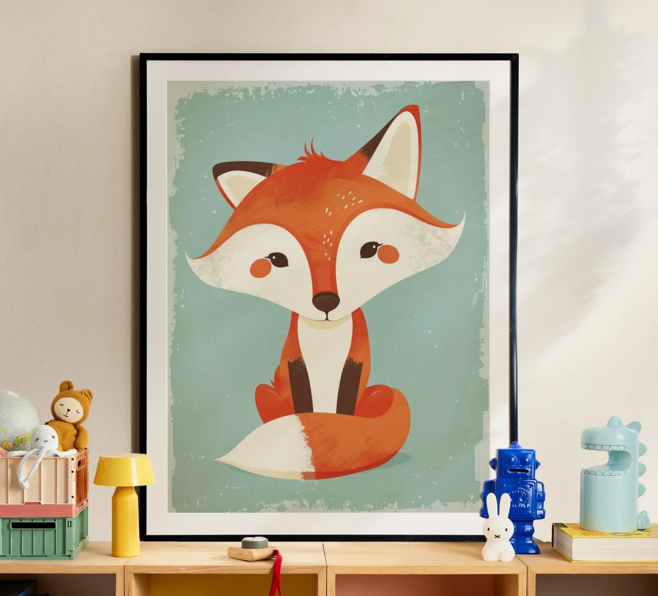 Charmanter Fuchs mit verspielten Gesichtszügen und einem weichen Hintergrund Hahnemühle von DesignDoodle