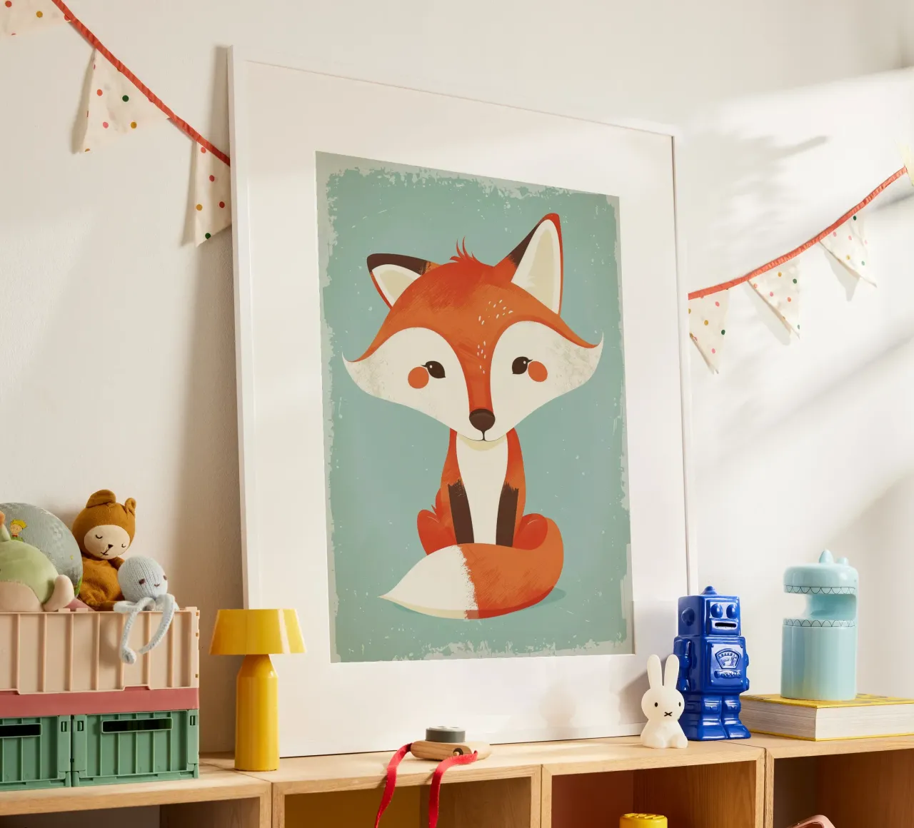 Charmanter Fuchs mit verspielten Gesichtszügen und einem weichen Hintergrund Hahnemühle von DesignDoodle