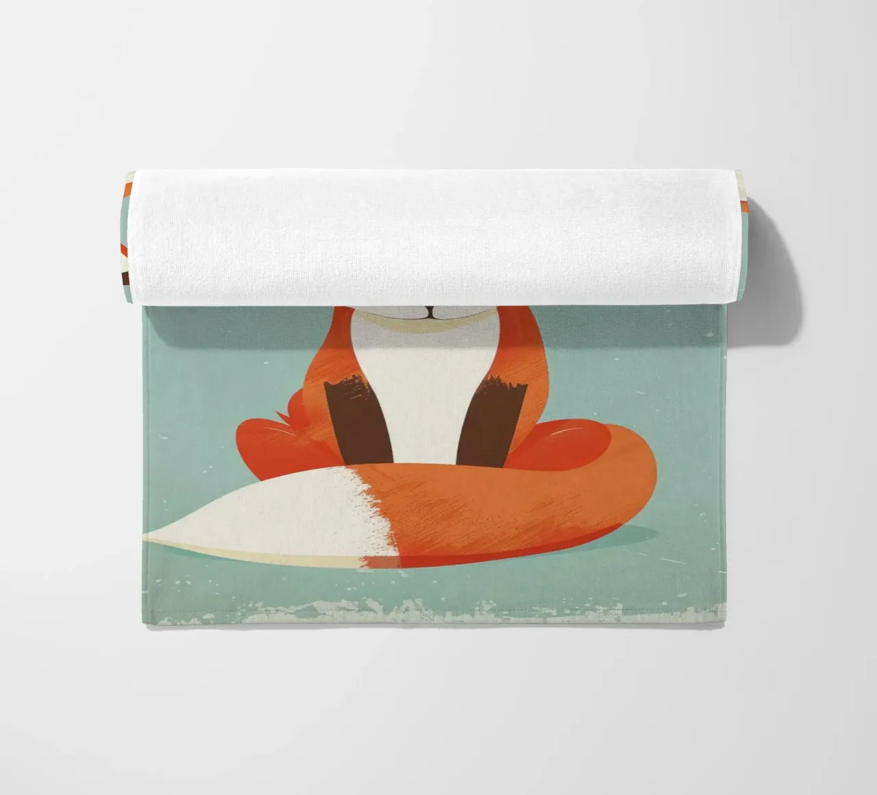 Charming fox with playful features and a soft background beach towel by DesignDoodle