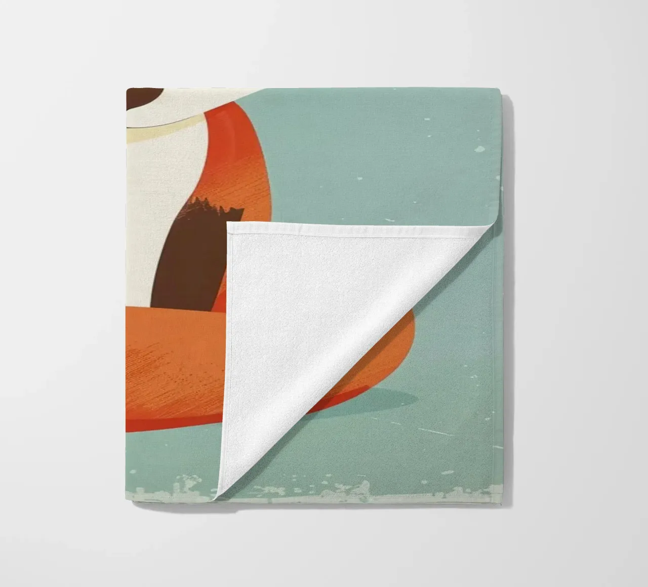 Charming fox with playful features and a soft background beach towel by DesignDoodle