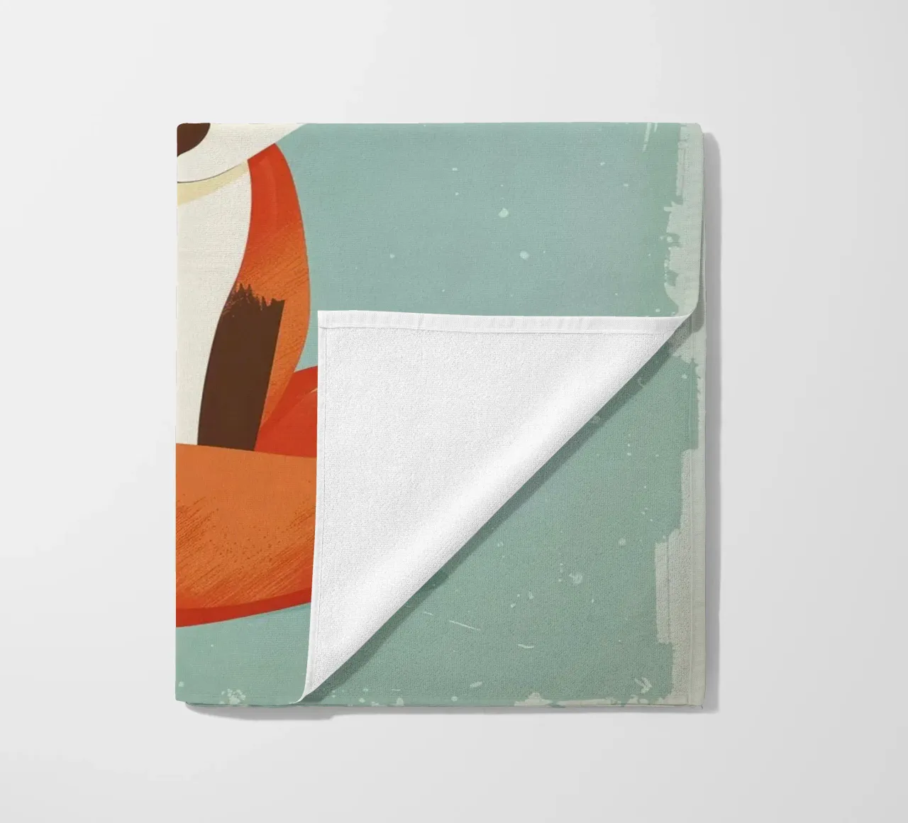 Charming fox with playful features and a soft background beach towel by DesignDoodle
