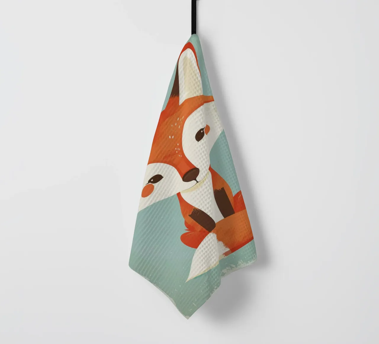 Charmanter Fuchs mit verspielten Gesichtszügen und einem weichen Hintergrund Geschirrtuch von DesignDoodle