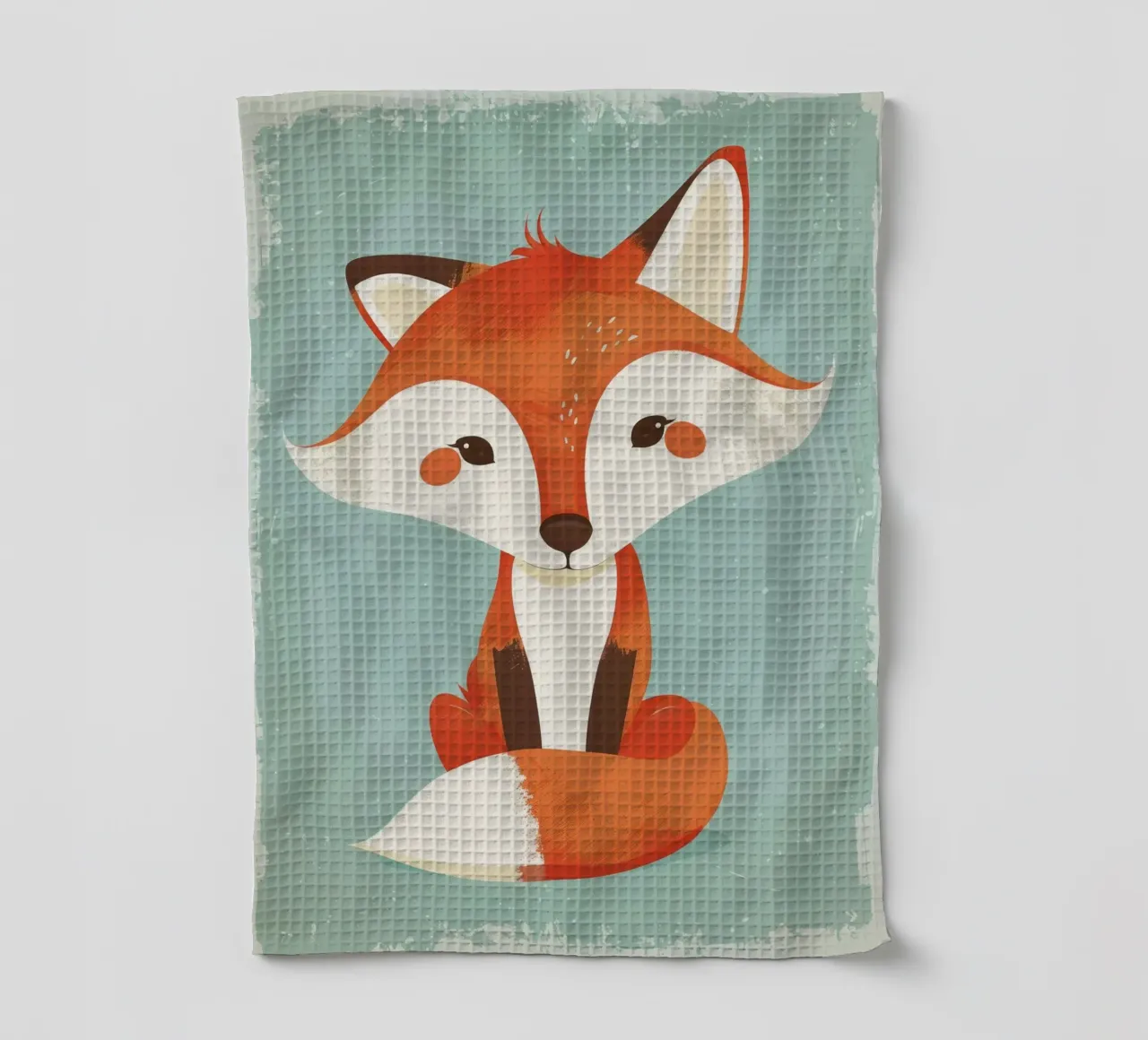 Charmanter Fuchs mit verspielten Gesichtszügen und einem weichen Hintergrund Geschirrtuch von DesignDoodle