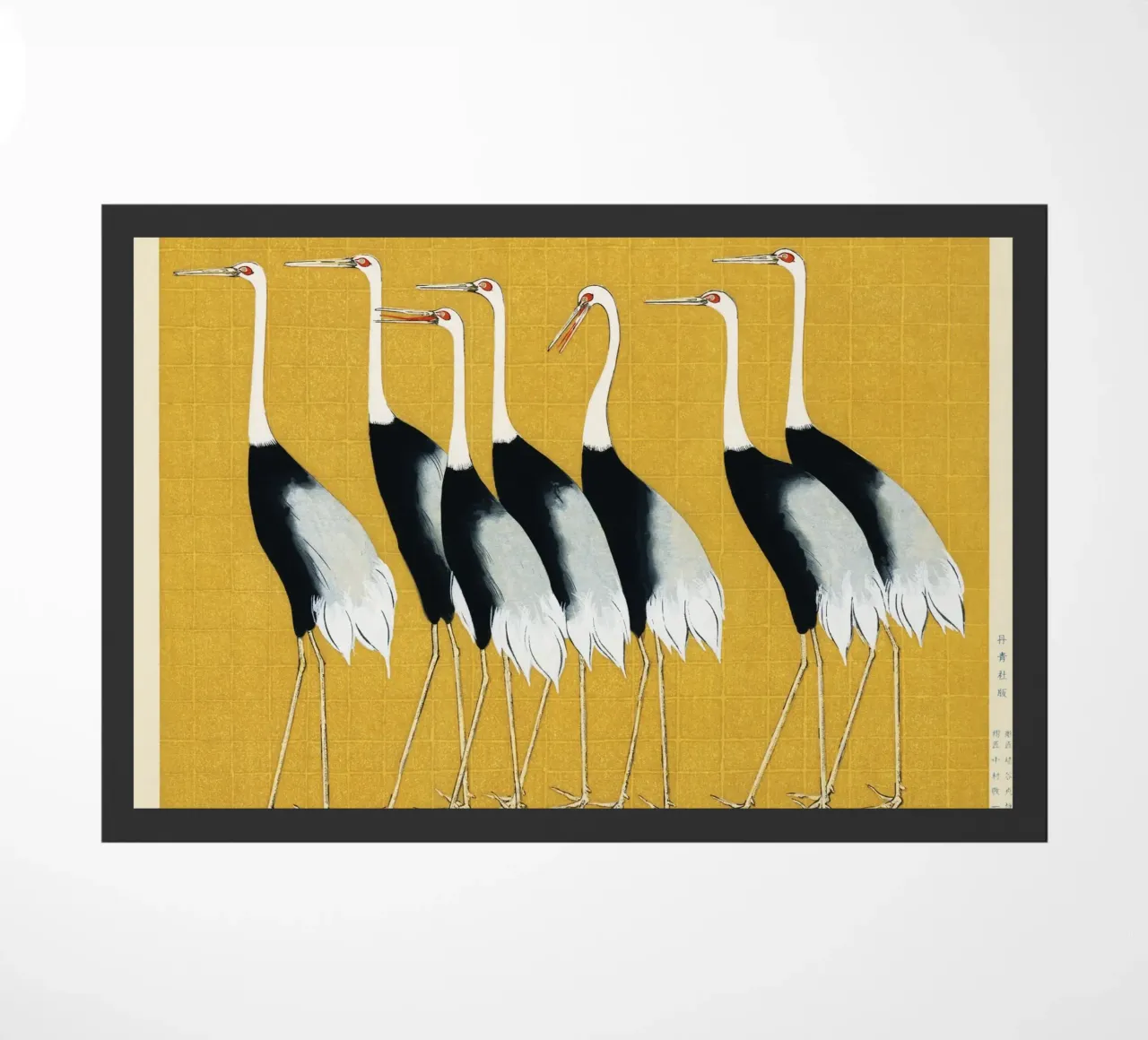 Flock of Japanese Red Crown Cranes by Ogata Korin doormat by Art History