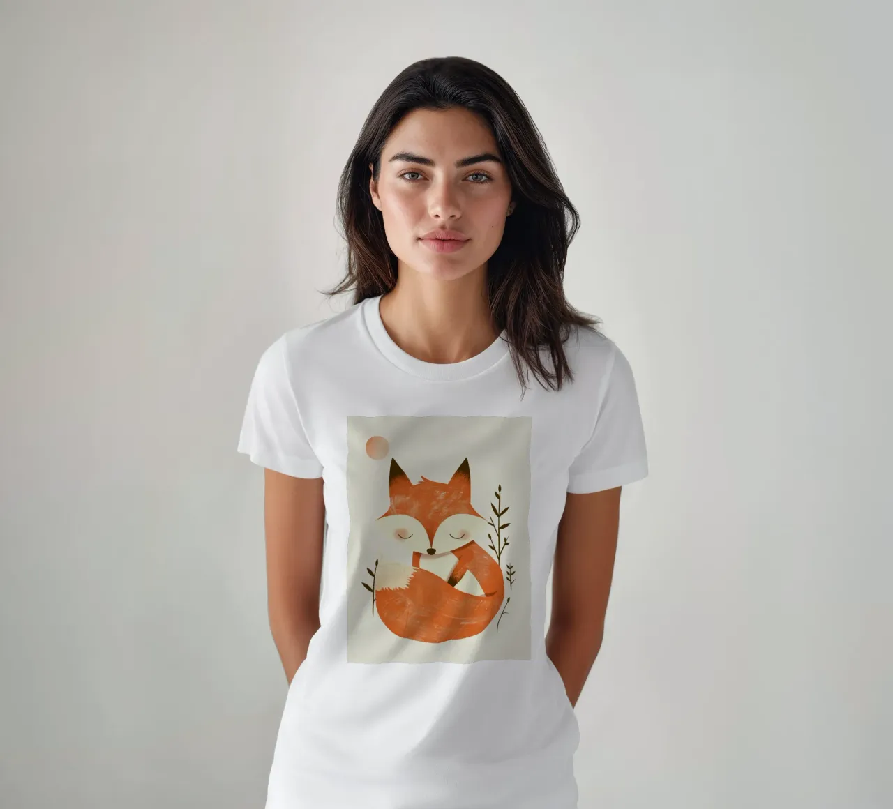 Simpatica volpe che si rilassa tra le piante sotto un sole discreto t-shirt da DesignDoodle