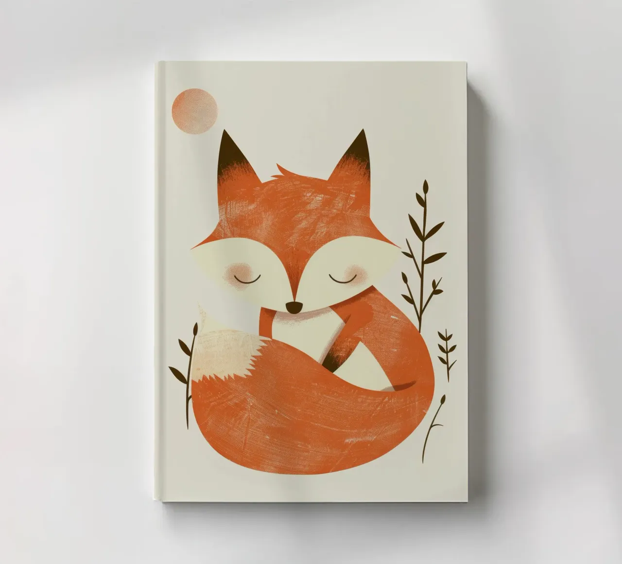 Cute fox relaxing amidst plants under a subtle sun notebook by DesignDoodle