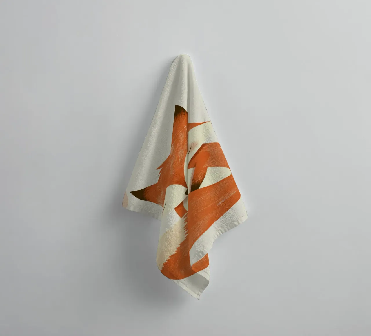 Cute fox relaxing amidst plants under a subtle sun towel by DesignDoodle