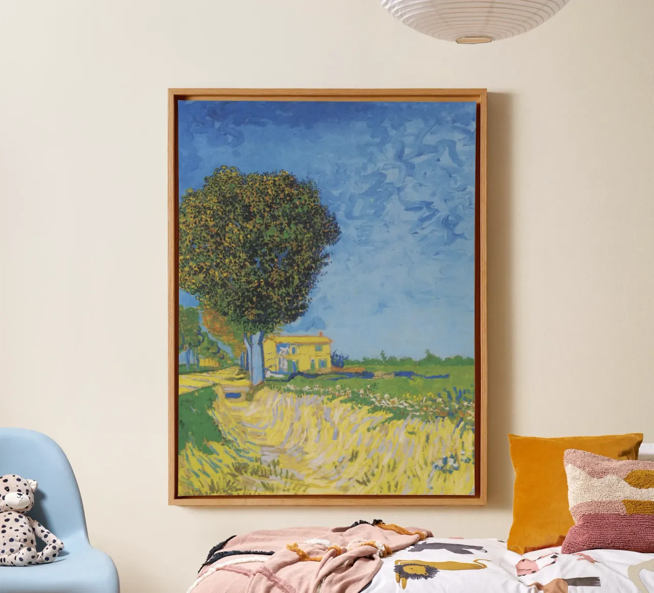 Viale di Arles con le case di Vincent van Gogh tela con Cornice a cassetta da Art History