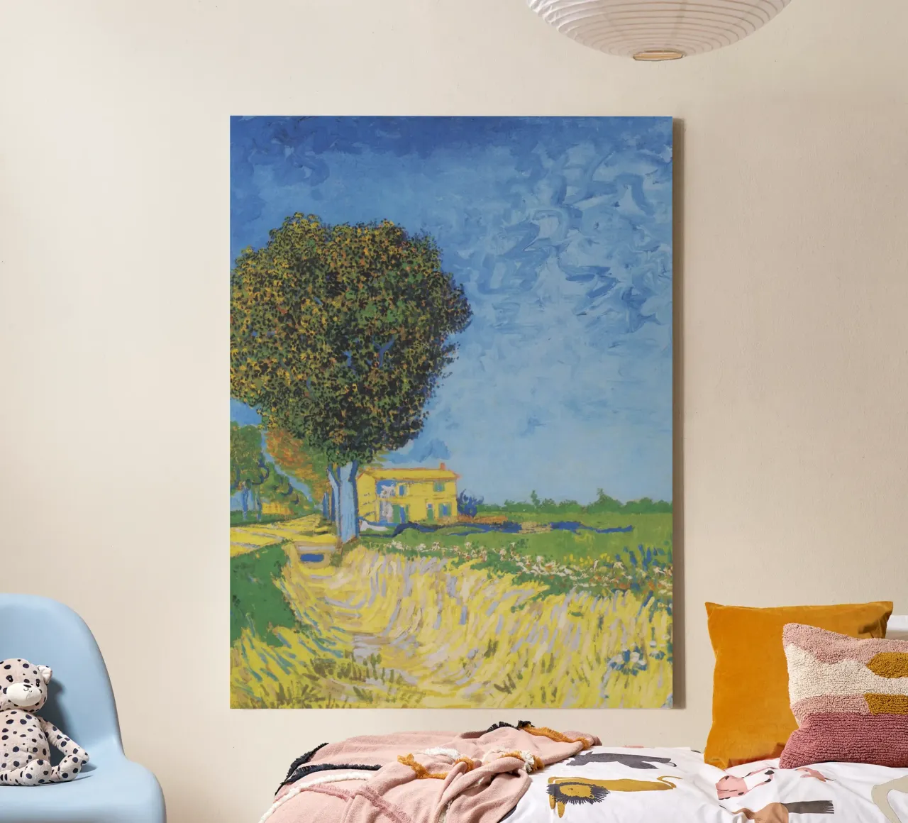 Viale di Arles con le case di Vincent van Gogh tela con Cornice a cassetta da Art History