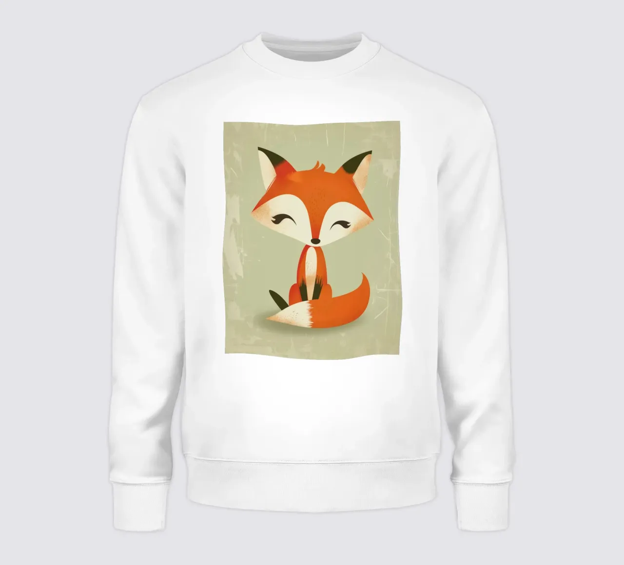 Renard mignon avec de grands yeux assis sur un fond clair sweat de DesignDoodle