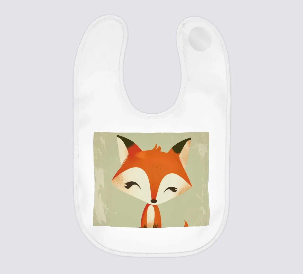 Schattige vos met grote ogen zittend op een lichte achtergrond baby slabbetje van DesignDoodle
