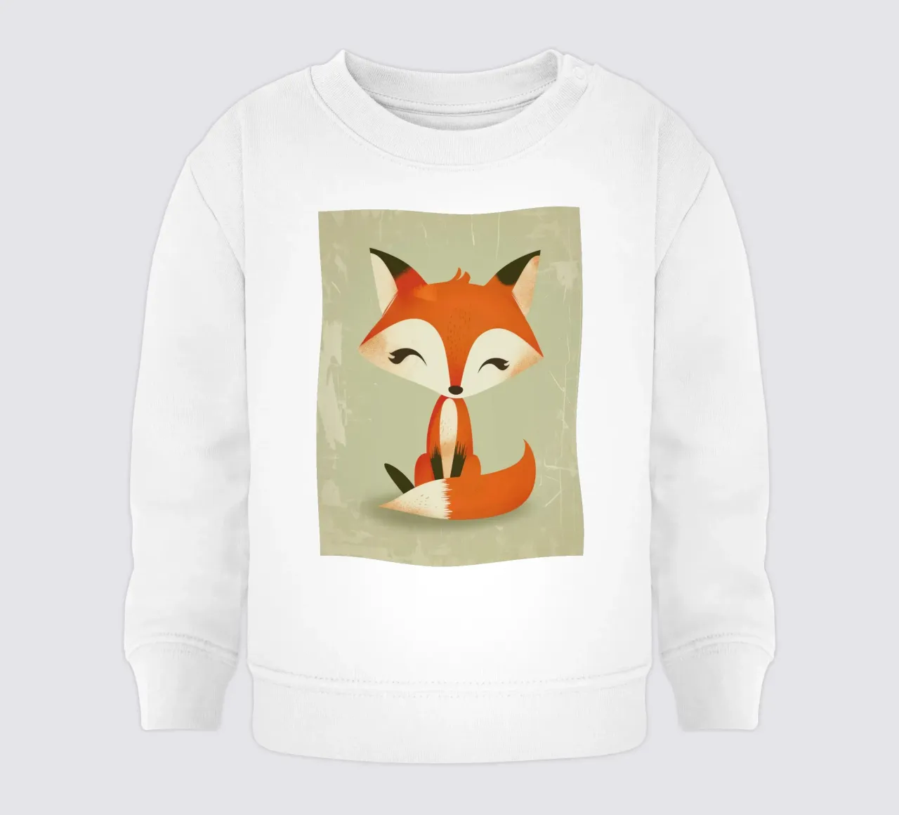 Cute fox with big eyes sitting on a light background baby sweatshirt by DesignDoodle