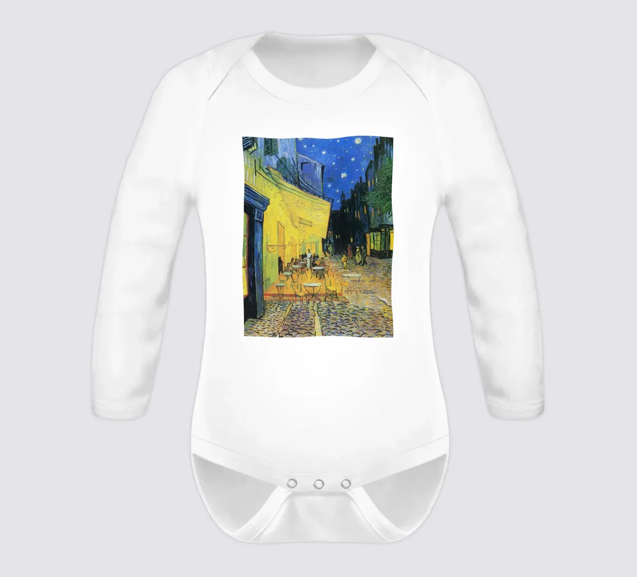 Terrazza di un caffè di notte di Vincent van Gogh - Caffè di notte stellato body neonato maniche lunghe da Art History