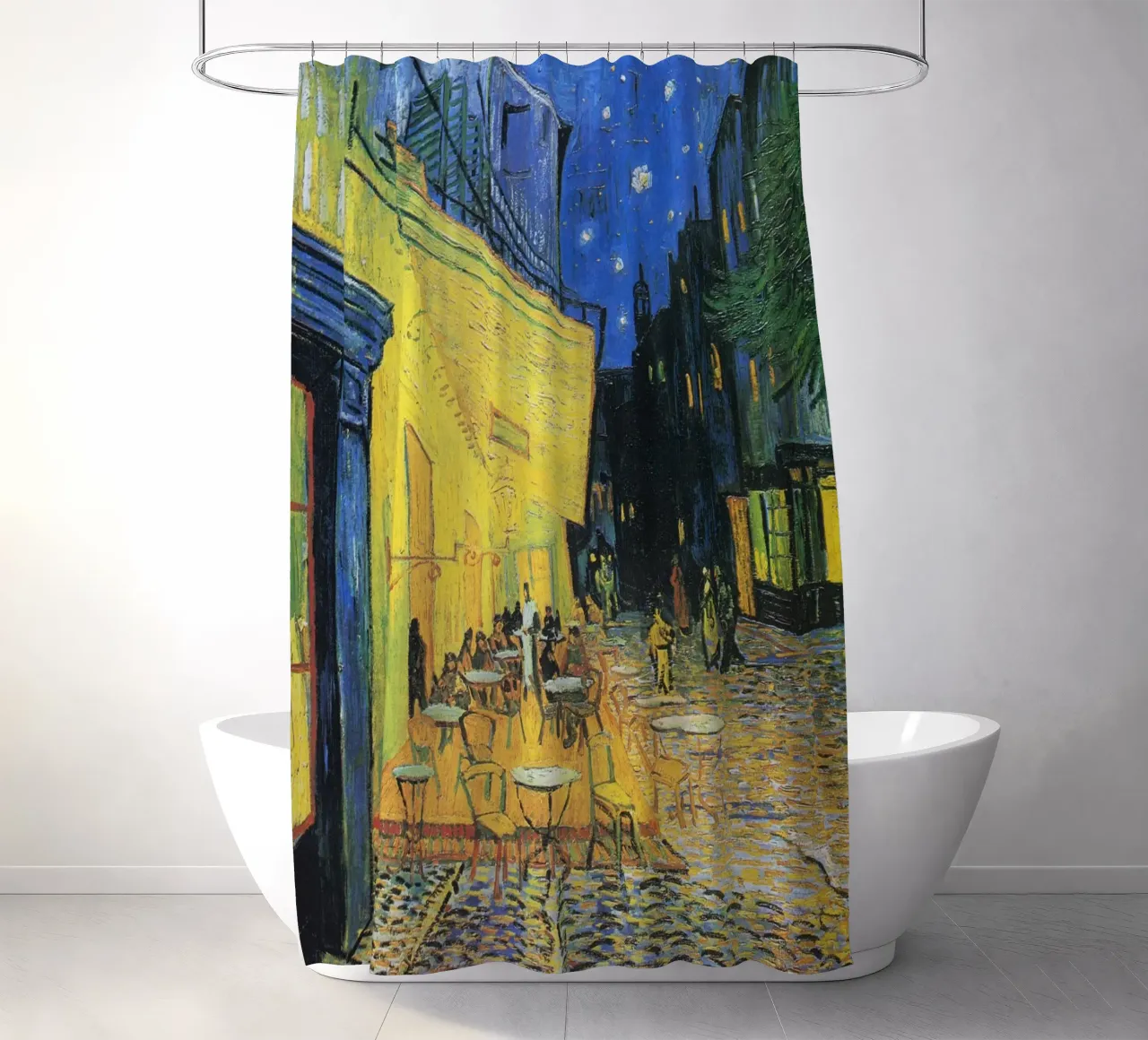 Terrazza di un caffè di notte di Vincent van Gogh - Caffè di notte stellato tenda da doccia da Art History