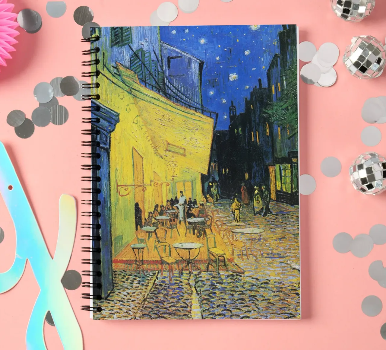 Terrazza di un caffè di notte di Vincent van Gogh - Caffè di notte stellato diario ad anelli da Art History