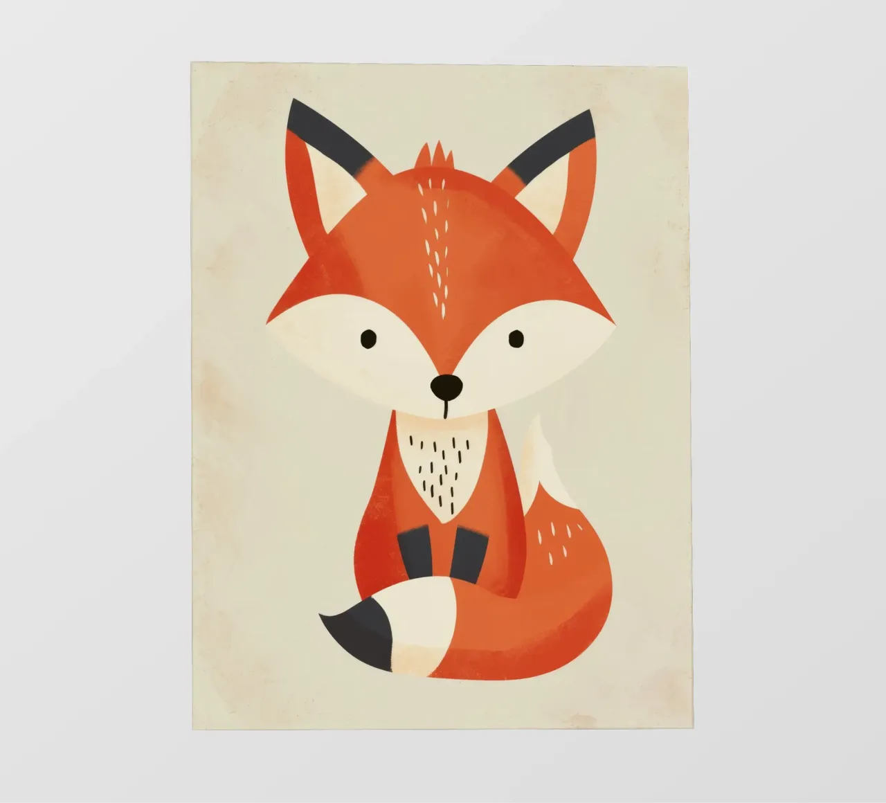 Cute fox illustration sitting on a light background photo wallpaper by DesignDoodle