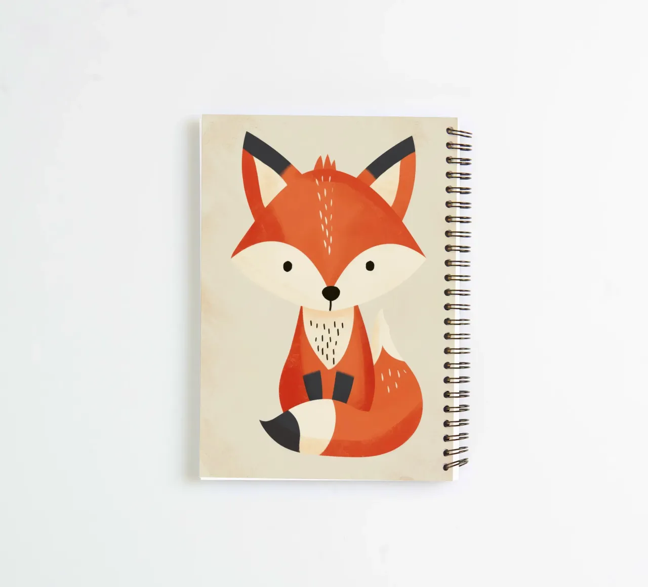 Illustration d'un mignon renard assis sur un fond clair carnet à spirale de DesignDoodle