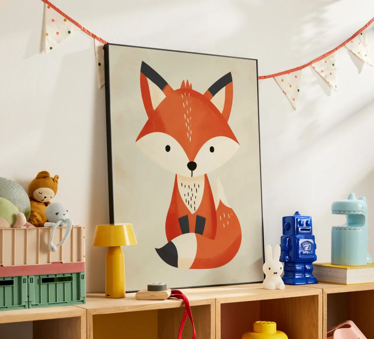 Cute fox illustration sitting on a light background forex plate by DesignDoodle