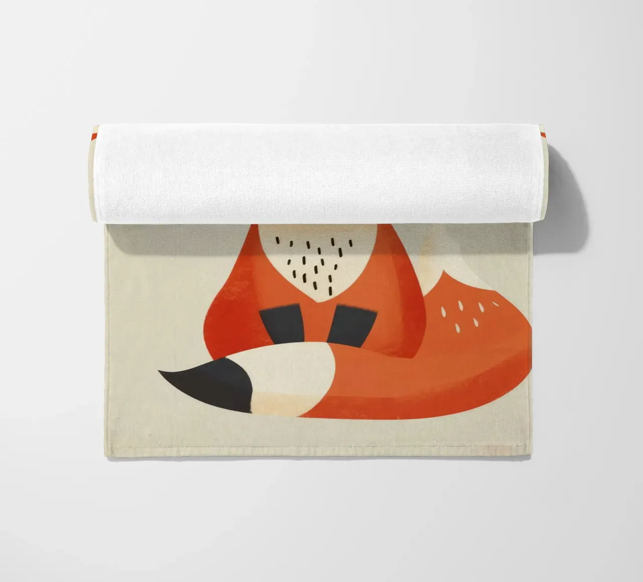 Cute fox illustration sitting on a light background beach towel by DesignDoodle