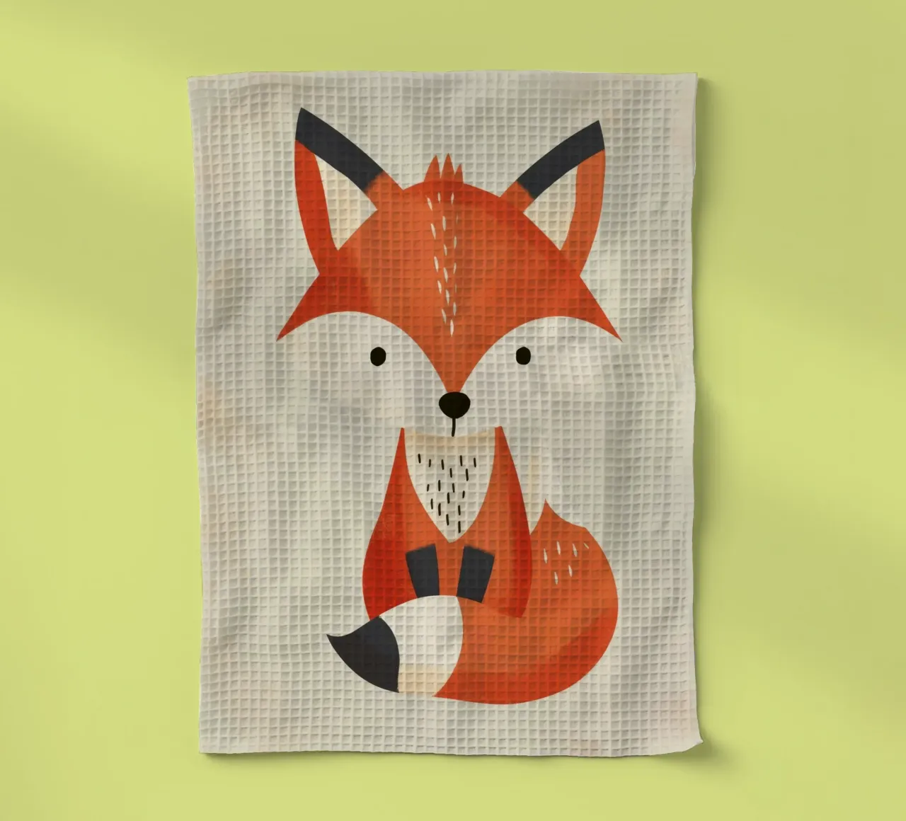 Illustration d'un mignon renard assis sur un fond clair torchon de DesignDoodle