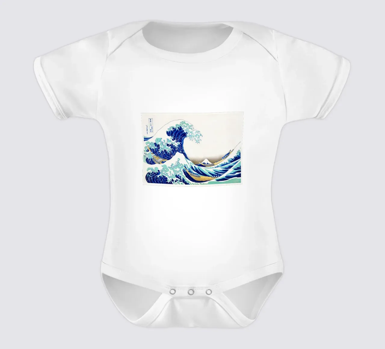 The Great Wave off Kanagawa (edited) by Katsushika Hokusai short-sleeve baby romper by Art History