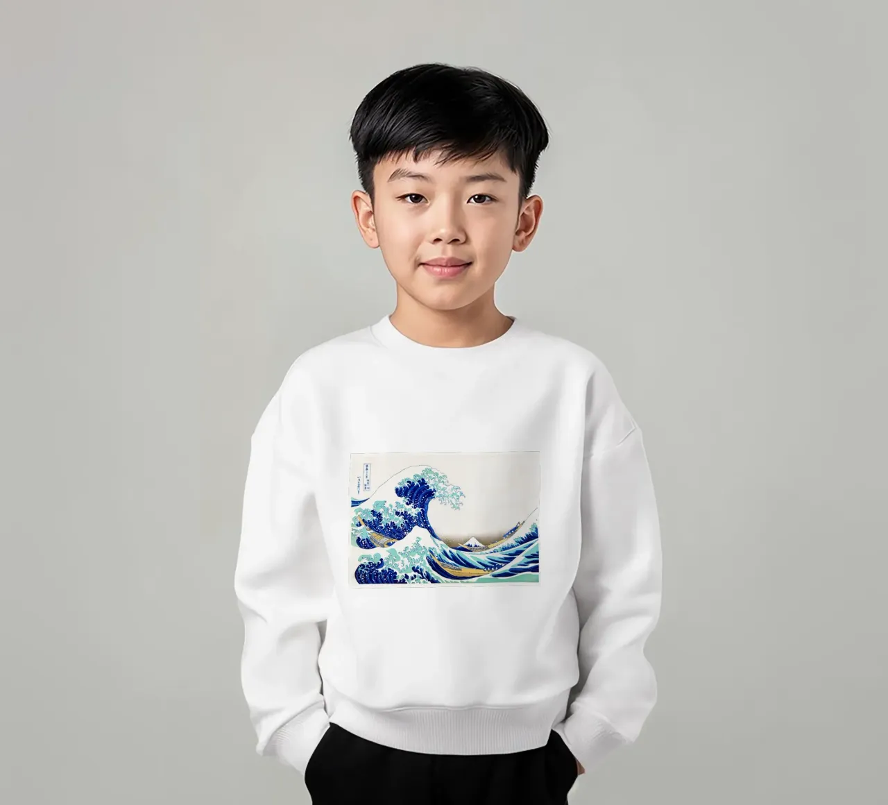 The Great Wave off Kanagawa (edited) by Katsushika Hokusai kids sweatshirt by Art History
