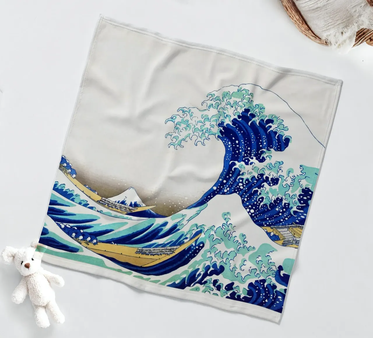 The Great Wave off Kanagawa (edited) by Katsushika Hokusai fleece blanket by Art History