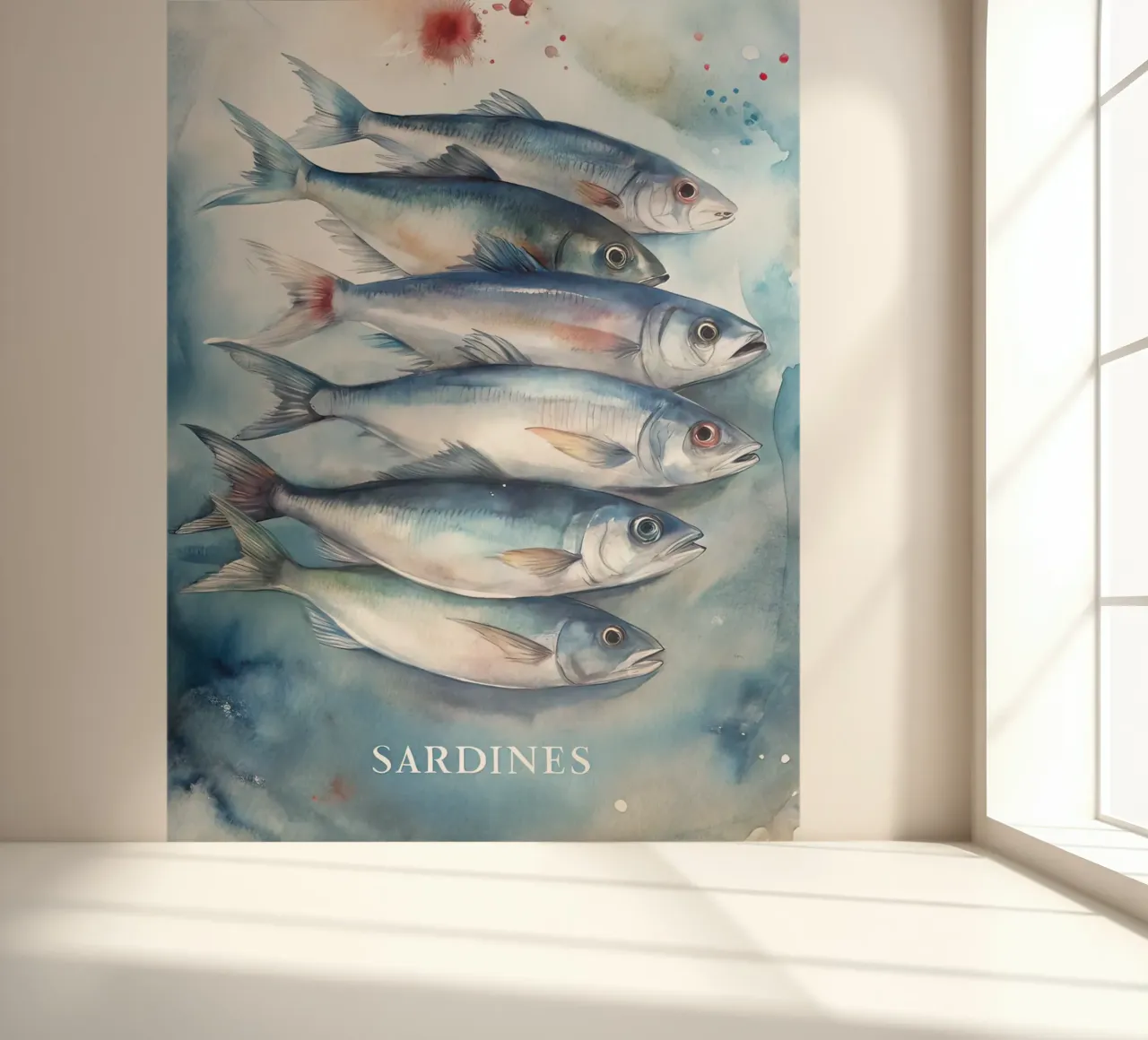Sardine Pittura ad acquerello carta da parati fotografica da 🥝 KIWI STORE