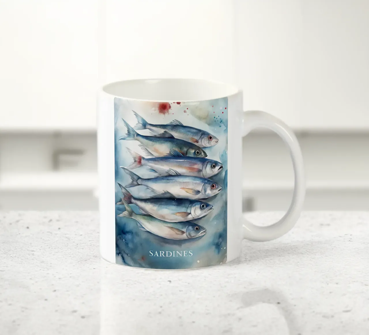 Sardine Pittura ad acquerello tazza in ceramica da 🥝 KIWI STORE