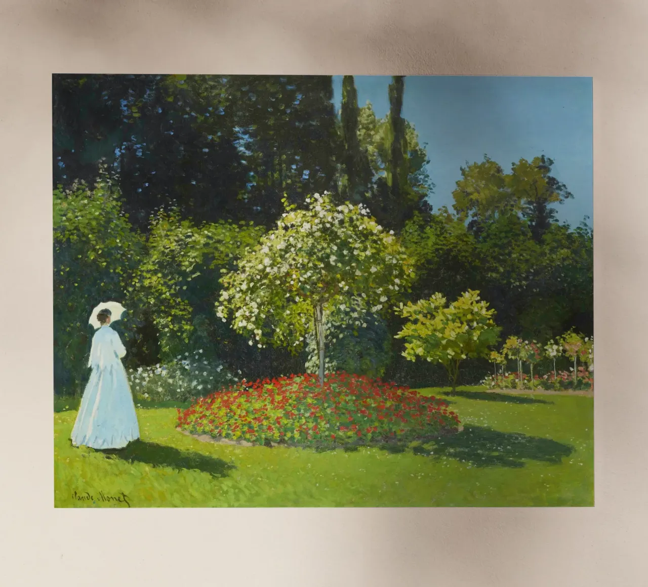 Signora in giardino (1867) di Claude Monet pellicola backlit da Monet Art Prints