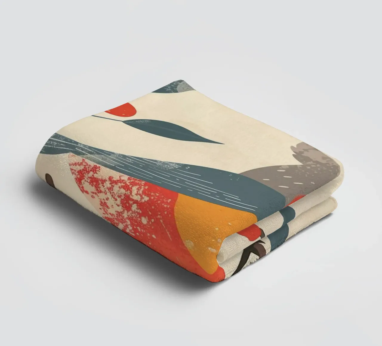 bird perched on branch in artistic style with berries towel by DesignDoodle