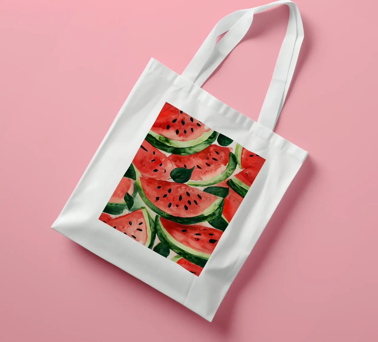 Modello a fette di anguria acquerellato borsa in juta da 🎨 Point and Art